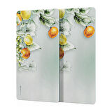 Decovetro Cam Kahve Sofra Sunum Tablası 2'li Set Vintage Fruit 30 x 15 cm