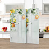 Decovetro Cam Kahve Sofra Sunum Tablası 2'li Set Vintage Fruit 30 x 15 cm
