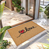 Decovetro Kapı Önü Halı Paspas Renkli Love Desenli 40 x 60 Cm