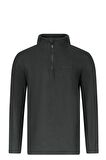 2AS CARLOW Yarım Fermuarlı Erkek Polar Sweatshirt Siyah