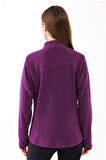 2AS Cara Kadın Tam Fermuarlı İnce Polar Sweatshirt Mor