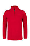 Clara Çocuk Yarım Fermuarlı İnce Polar Sweatshirt Kırmızı
