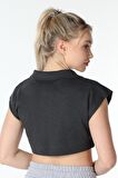 defy's KADIN YAKA DETAYLI CROP ANTRASİT - XL