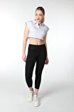 defy's KADIN YAKA DETAYLI CROP GRİ - S