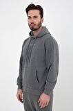 defy's ERKEK BASKILI KAPÜŞONLU SWEATSHIRT ANTRASİT - L