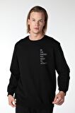 defy's ERKEK BASKILI UZUN KOLLU BİSİKLET YAKA SWEATSHIRT SİYAH - M