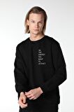 defy's ERKEK BASKILI UZUN KOLLU BİSİKLET YAKA SWEATSHIRT SİYAH - M