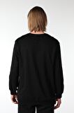 defy's ERKEK BASKILI UZUN KOLLU BİSİKLET YAKA SWEATSHIRT SİYAH - M