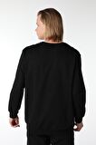 defy's ERKEK BASKILI UZUN KOLLU BİSİKLET YAKA SWEATSHIRT SİYAH - M