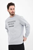 defy's ERKEK BASKILI UZUN KOLLU BİSİKLET YAKA SWEATSHIRT GRİ - S