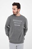 defy's ERKEK BASKILI UZUN KOLLU BİSİKLET YAKA SWEATSHIRT ANTRASİT - L