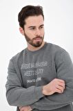 defy's ERKEK BASKILI UZUN KOLLU BİSİKLET YAKA SWEATSHIRT ANTRASİT - L