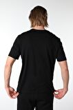 ERKEK BASKILI KISA KOLLU BİSİKLET YAKA TİŞÖRT SİYAH - S