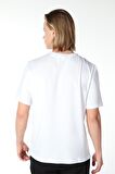 ERKEK BASKILI KISA KOLLU BİSİKLET YAKA TİŞÖRT BEYAZ - S