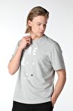 ERKEK BASKILI KISA KOLLU BİSİKLET YAKA TİŞÖRT GRİ - M