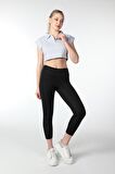 defy's KADIN YAKA DETAYLI CROP KIRÇILLI GRİ - S