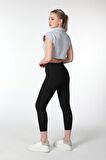 defy's KADIN YAKA DETAYLI CROP KIRÇILLI GRİ - S