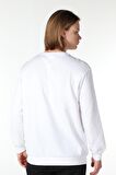 defy's ERKEK BASKILI UZUN KOLLU BİSİKLET YAKA SWEATSHIRT BEYAZ - XL