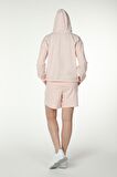 defy's KADIN KAPÜŞONLU FERMUARLI OVERSIZE SWEATSHIRT PEMBE MELANJ - M