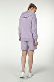 defy's KADIN KAPÜŞONLU FERMUARLI OVERSIZE SWEATSHIRT LİLA - M