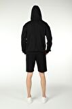 defy's ERKEK KAPÜŞONLU FERMUARLI OVERSIZE SWEATSHIRT SİYAH - L