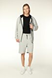 defy's ERKEK KAPÜŞONLU FERMUARLI OVERSIZE SWEATSHIRT GRİ MELANJ - S