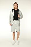 defy's ERKEK KAPÜŞONLU FERMUARLI OVERSIZE SWEATSHIRT GRİ MELANJ - S