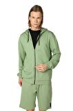 defy's ERKEK KAPÜŞONLU FERMUARLI OVERSIZE SWEATSHIRT HAKİ YEŞİL - M