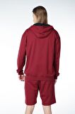 defy's ERKEK KAPÜŞONLU FERMUARLI OVERSIZE SWEATSHIRT BORDO - S