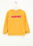 Haribo Hardal Kız Çocuk Bisiklet Yaka İşlemeli Sweatshirt HRBTXT308