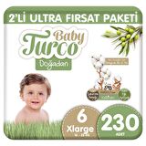 Baby Turco Doğadan 6 Numara X Large 230'lu Bel Bantlı Bez