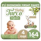 Baby Turco Doğadan 4 Numara Maxi 164'lü Bel Bantlı Bez