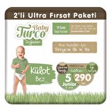 Baby Turco Doğadan 2'li Ultra Fırsat Paketi Külot Bez 5 Numara Junior 290 Adet