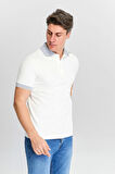 Erkek Beyaz %100 Pamuk Serin Tutan Fit Polo Yaka T-shirt