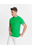 Erkek Yeşil %100 Pamuk Serin Tutan Fit Polo Yaka T-shirt