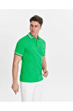 Erkek Yeşil %100 Pamuk Serin Tutan Fit Polo Yaka T-shirt