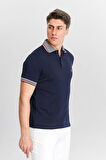 Erkek Lacivert %100 Pamuk Serin Tutan Fit Polo Yaka T-shirt