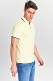 Erkek Sarı %100 Pamuk Serin Tutan Fit Polo Yaka T-shirt