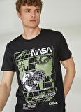 Never Say Never Nasa Baskılı Siyah Erkek T-Shirt BYL3312