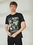 Never Say Never Nasa Baskılı Siyah Erkek T-Shirt BYL3312