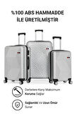 G&D Polo Suitcase Abs 3'lü Gümüş Gri Lüx Valiz Seyahat Seti 600.03-set