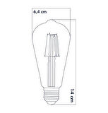 Heka Rustik Led Ampul E27 ST64 6W 6500K Beyaz Işık ERD-209