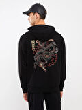XSIDE Siyah Uzun Kollu Baskılı Erkek Hoodie