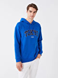 XSIDE Mavi Uzun Kollu Baskılı Erkek Kalın Hoodie