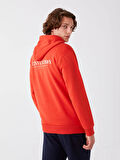 XSIDE Kırmızı Uzun Kollu Baskılı Erkek Kalın Hoodie