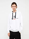 XSIDE Beyaz Uzun Kollu Baskılı Erkek Hoodie