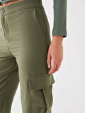 LCW Vision Haki Standart Fit Gabardin Kadın Kargo Pantolon
