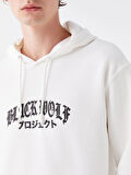 LCW Casual BEYAZ Uzun Kollu Baskılı Erkek Kalın Hoodie
