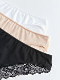 LCW DREAM Siyah Dantel Detaylı Brazilian Külot 3'lü Paket
