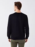 LCWAIKIKI Classic SİYAH Bisiklet Yaka Uzun Kollu Baskılı Erkek Sweatshirt